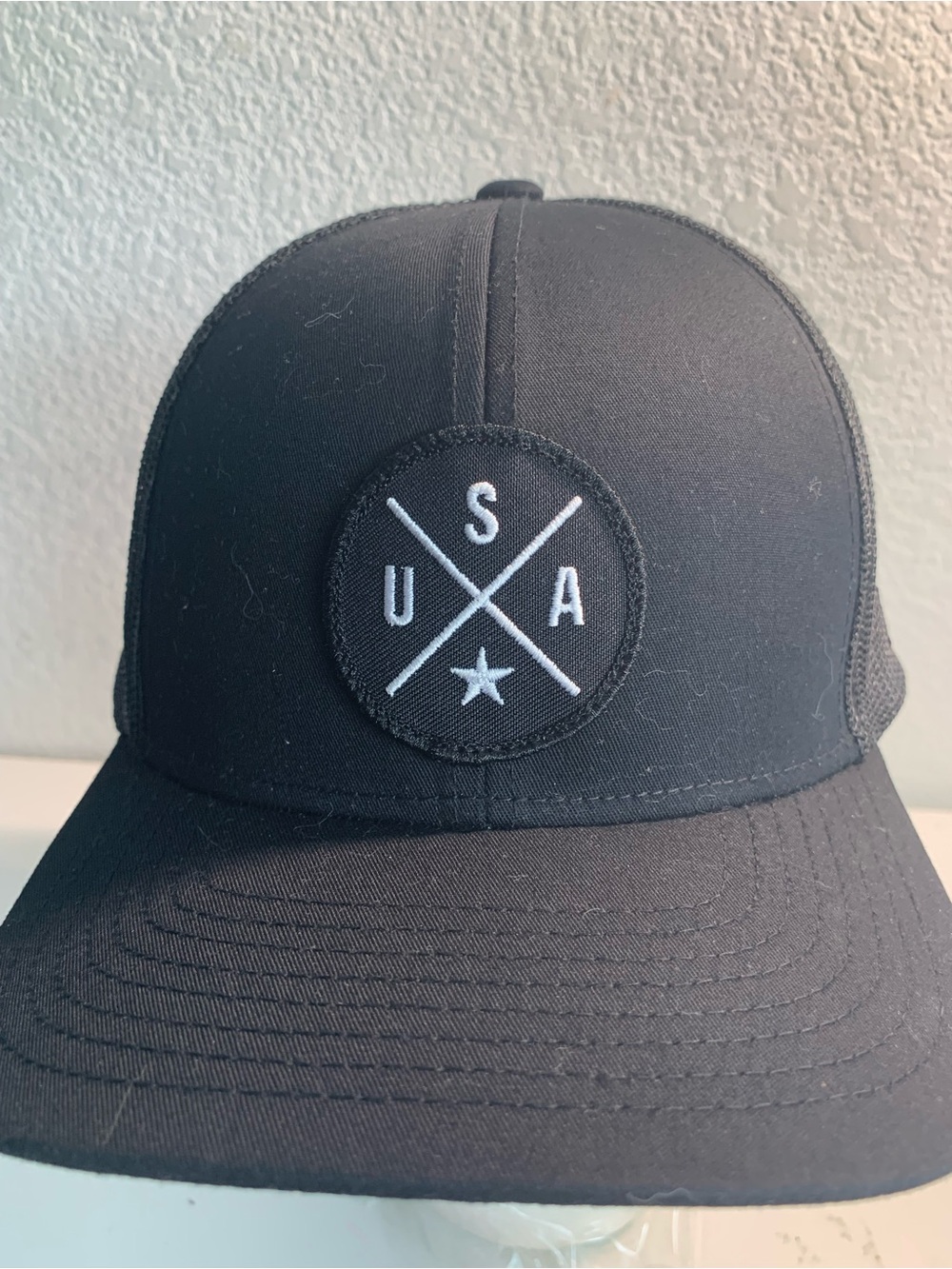 USA Embroidered Black Trucker Hat